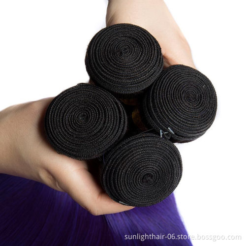 HN Ombre Purple Brazilian Straight Hair Weaving Bundles 1B 2T 3T Purple Virgin Purple Human Hair bundles